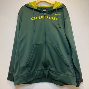 Nike Therma Fit Oregon Ducks Full Zip hoodie in Green and Yellow Size XL
